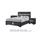 Queen Bedroom Set, Storage Panel Design, Black Gray, 3pc w 2 Nightstands