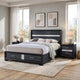 Queen Bedroom Set, Storage Panel Design, Black Gray, 3pc w 2 Nightstands