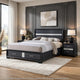 Queen Bedroom Set, Storage Panel Design, Black Gray, 3pc w 2 Nightstands