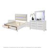 Queen Bedroom Set, Pearl White Silver, 5pc w 2 Nightstands, Dresser