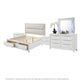 Queen Bedroom Set, Pearl White Silver, 5pc w 2 Nightstands, Dresser
