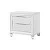 Queen Bedroom Set, Pearl White Silver, 5pc w 2 Nightstands, Dresser