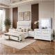 Queen Bedroom Set, Pearl White Silver, 5pc w 2 Nightstands, Dresser