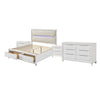 Queen Bedroom Set, Pearl White Silver, 4pc w 2 Nightstands, Dresser