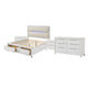 Queen Bedroom Set, Pearl White Silver, 4pc w 2 Nightstands, Dresser