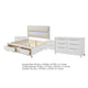 Queen Bedroom Set, Pearl White Silver, 4pc w 2 Nightstands, Dresser