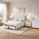 Queen Bedroom Set, Pearl White Silver, 4pc w 2 Nightstands, Dresser