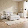 Queen Bedroom Set, Pearl White Silver, 4pc w 2 Nightstands, Dresser