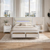 Queen Bedroom Set, Pearl White Silver, 3pc w 2 Nightstands