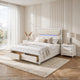 Queen Bedroom Set, Pearl White Silver, 3pc w 2 Nightstands