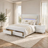 Queen Bedroom Set, Pearl White Silver, 2pc w Nightstand