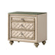 King Bedroom Set, Upholstered Design, Beige Brown, 3pc w 2 Nightstands