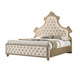 King Bedroom Set, Upholstered Design, Beige Brown, 3pc w 2 Nightstands