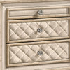 King Bedroom Set, Upholstered Design, Beige Brown, 3pc w 2 Nightstands