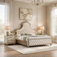 King Bedroom Set, Upholstered Design, Beige Brown, 3pc w 2 Nightstands
