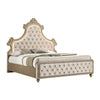 King Bedroom Set, Upholstered Design, Beige Brown, 2pc w Nightstand