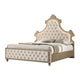 King Bedroom Set, Upholstered Design, Beige Brown, 2pc w Nightstand