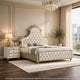 King Bedroom Set, Upholstered Design, Beige Brown, 2pc w Nightstand