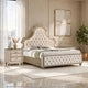 Queen Bedroom Set, Upholstered Design, Beige Brown, 3pc w 2 Nightstands