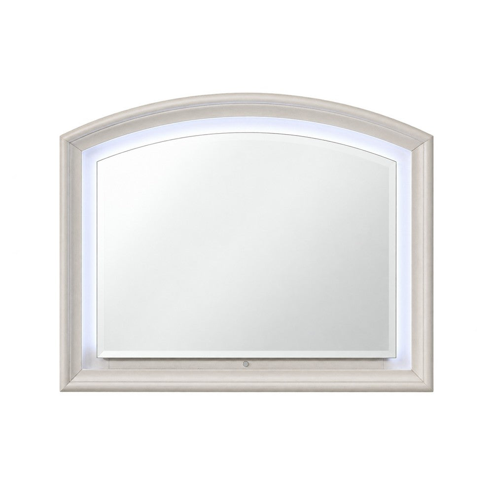 Queen Bedroom Set, Antique White Zinc, 5pc w 2 Nightstands, Dresser