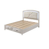 Queen Bedroom Set, Antique White Zinc, 4pc w 2 Nightstands, Dresser