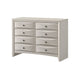 Queen Bedroom Set, Antique White Zinc, 4pc w 2 Nightstands, Dresser
