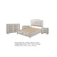 Queen Bedroom Set, Antique White Zinc, 4pc w 2 Nightstands, Dresser