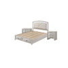 Queen Bedroom Set, Storage, Antique White Zinc, 3pc w 2 Nightstands