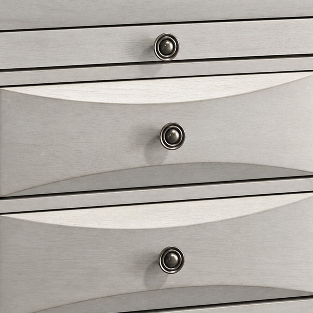 Queen Bedroom Set, Storage, Antique White Zinc, 3pc w 2 Nightstands