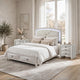 Queen Bedroom Set, Storage, Antique White Zinc, 3pc w 2 Nightstands