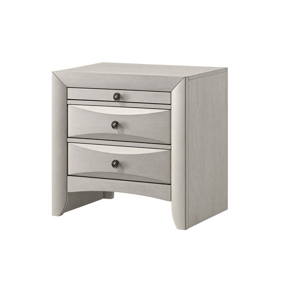 Queen Bedroom Set, Storage, Antique White Zinc, 2pc w Nightstand