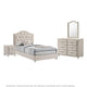 Full Bedroom Set, Upholstered Storage Design, Beige, 4pc w NS, Dresser