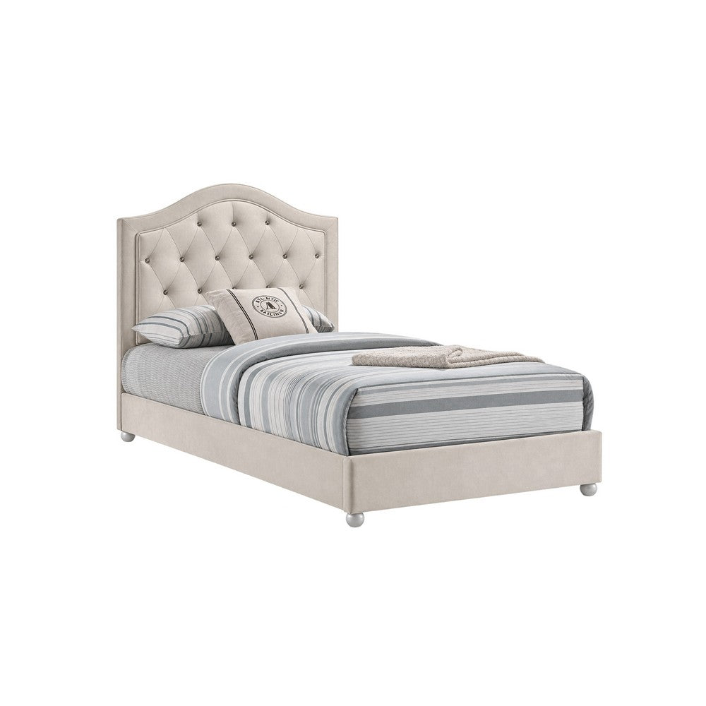 Full Bedroom Set, Upholstered Storage Design, Beige, 4pc w NS, Dresser