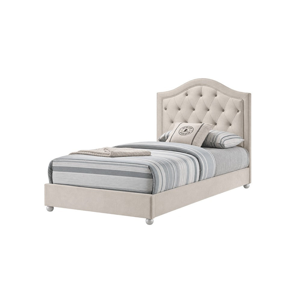 Full Bedroom Set, Upholstered Storage Design, Beige, 4pc w NS, Dresser
