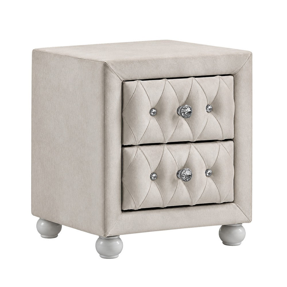 Full Bedroom Set, Upholstered Storage Design, Beige, 4pc w NS, Dresser