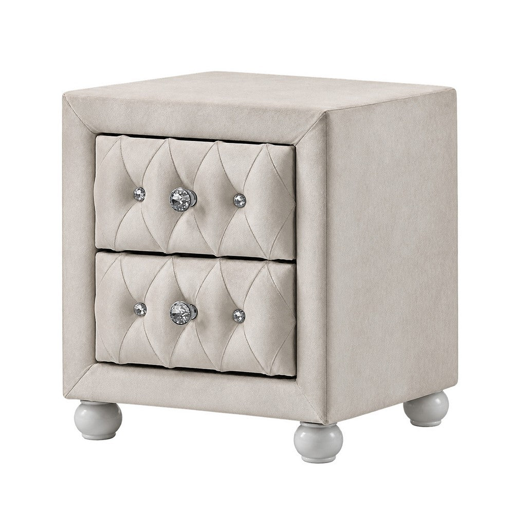 Full Bedroom Set, Upholstered Storage Design, Beige, 4pc w NS, Dresser