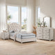Full Bedroom Set, Upholstered Storage Design, Beige, 4pc w NS, Dresser