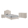 Full Bedroom Set, Upholstered Storage Design, Beige, 3pc w NS, Dresser