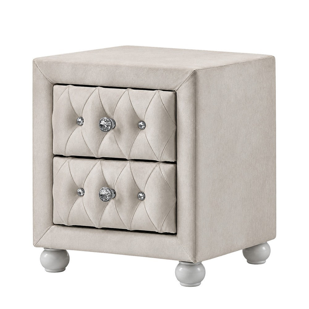 Full Bedroom Set, Upholstered Storage Design, Beige, 3pc w NS, Dresser