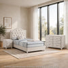 Full Bedroom Set, Upholstered Storage Design, Beige, 3pc w NS, Dresser