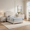 Full Bedroom Set, Upholstered Storage Design, Beige, 3pc w NS, Dresser