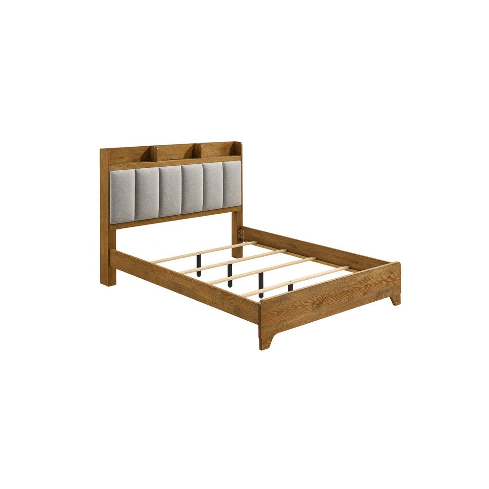 King Bedroom Set, Light Aspen Brown, 5pc w 2 NS, Dresser and Chest