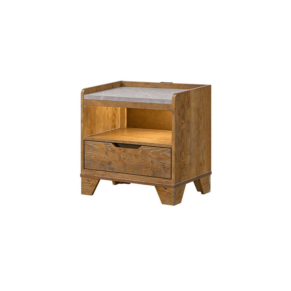 King Bedroom Set, Light Aspen Brown, 5pc w 2 NS, Dresser and Chest