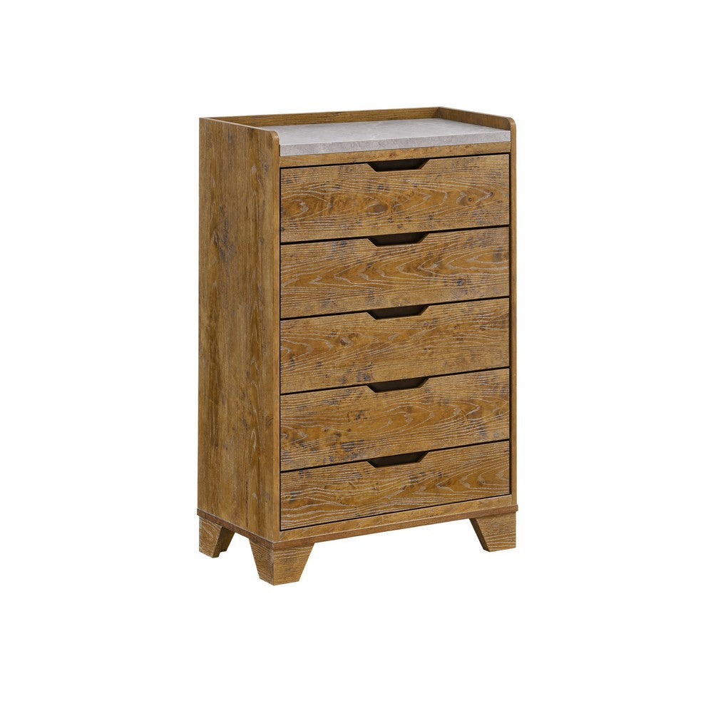 King Bedroom Set, Light Aspen Brown, 5pc w 2 NS, Dresser and Chest
