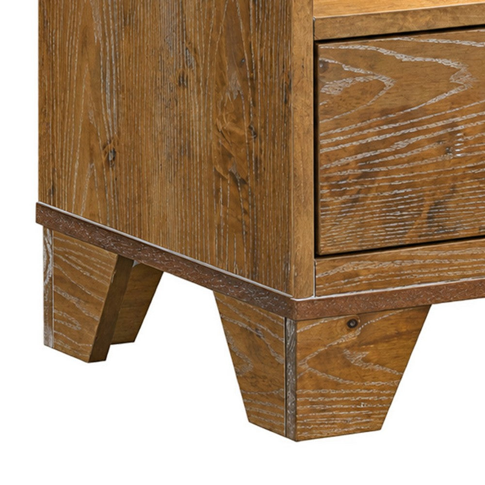 King Bedroom Set, Light Aspen Brown, 5pc w 2 NS, Dresser, Mirror