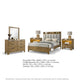 King Bedroom Set, Light Aspen Brown, 5pc w 2 NS, Dresser, Mirror