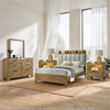 King Bedroom Set, Light Aspen Brown, 5pc w 2 NS, Dresser, Mirror