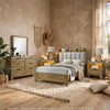King Bedroom Set, Light Aspen Brown, 5pc w 2 NS, Dresser, Mirror