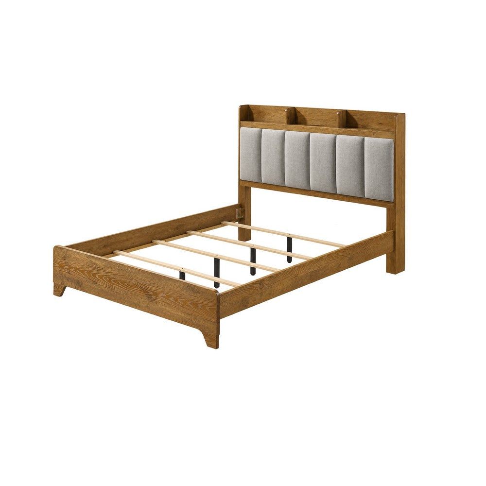 King Bedroom Set, Light Aspen Brown Gray, 4pc w 2 Nightstands, Dresser