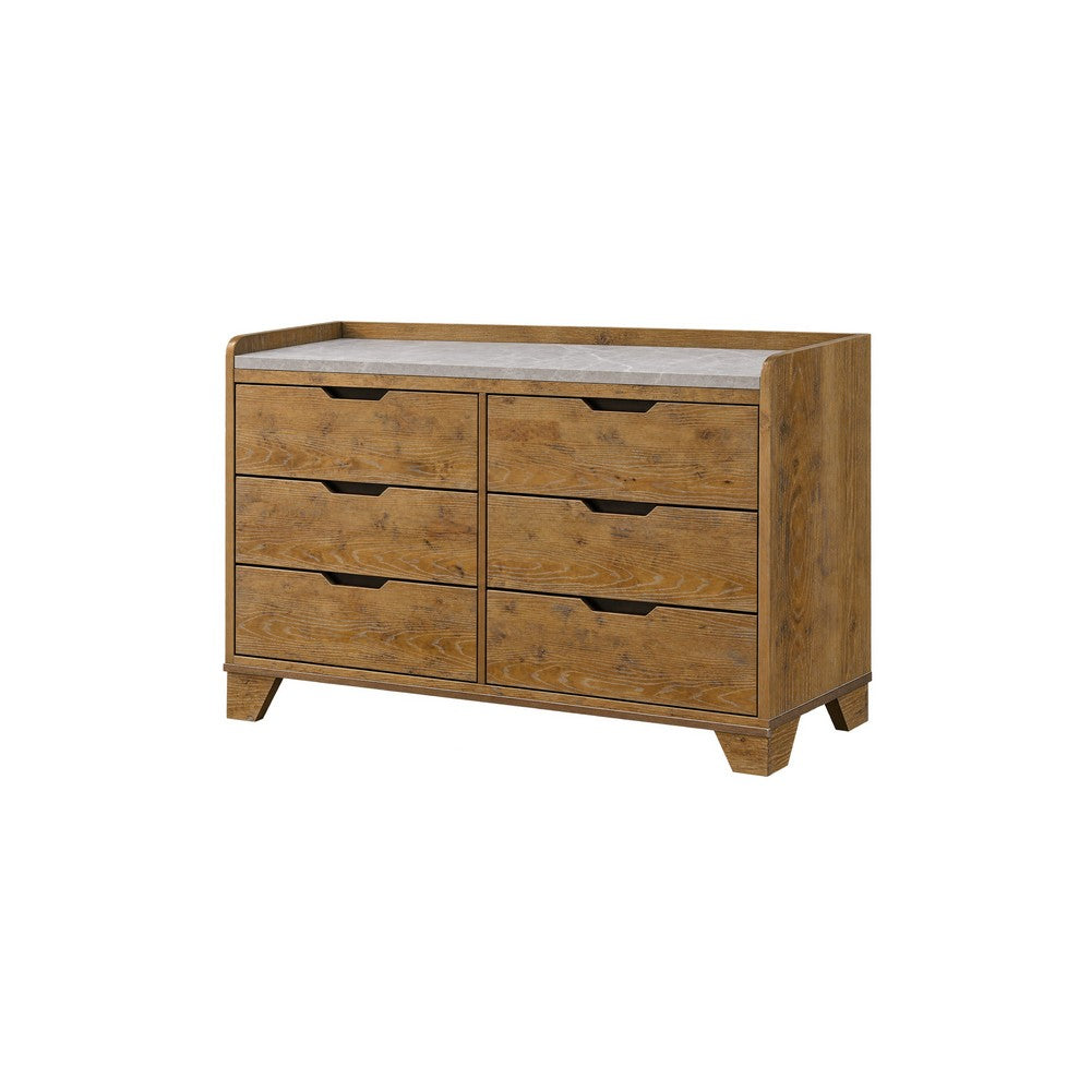 King Bedroom Set, Light Aspen Brown Gray, 4pc w 2 Nightstands, Dresser